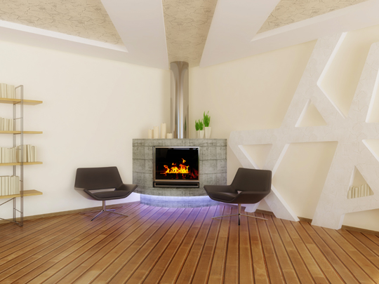 Clean Concrete Fireplace